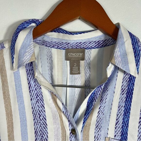 Chicos Striped Blouse size 2 - Picture 4 of 9
